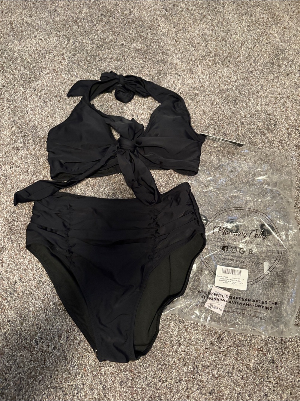 Blooming Jelly Black High-Waist Tie Front Bikini